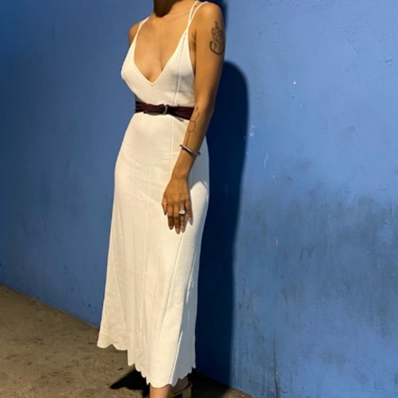 SANDRO White Bluan Knit Midi Dress - Picture 10 of 10